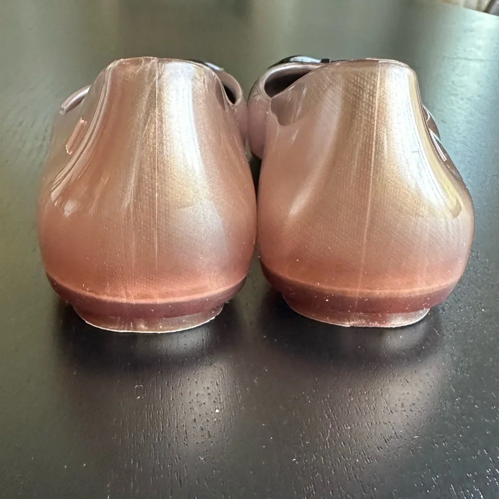 NWOT Mini Melissa Ultragirl Slip on Ballet Flats Nude and Black Captoe